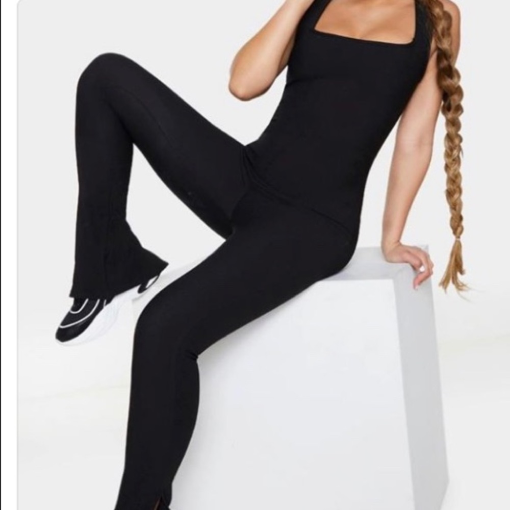 Black split hem jumpsuit